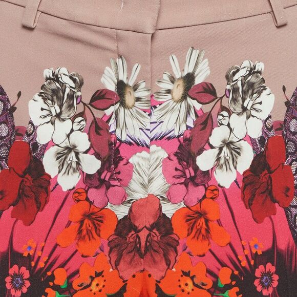 Roberto Cavalli Pink Floral Print Crepe Trousers M - Picture 4 of 7